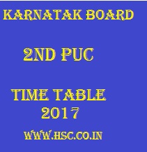 II nd puc Karnataka board date sheet 2017