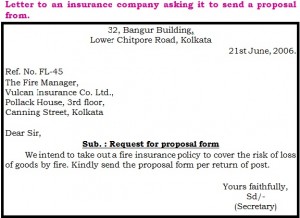 letter to an insurance company asking it to send a proposal from1