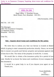 letter to an insurance company inquiring about terms and conditions for fire insurance2