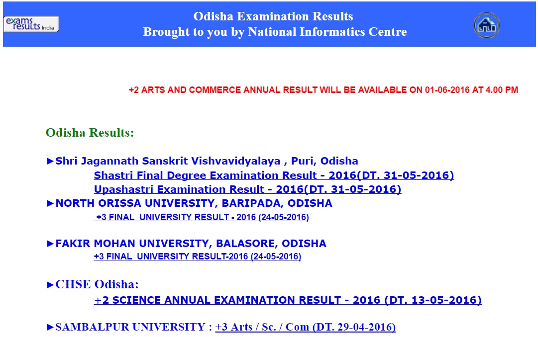 orrisa odisha result 2016