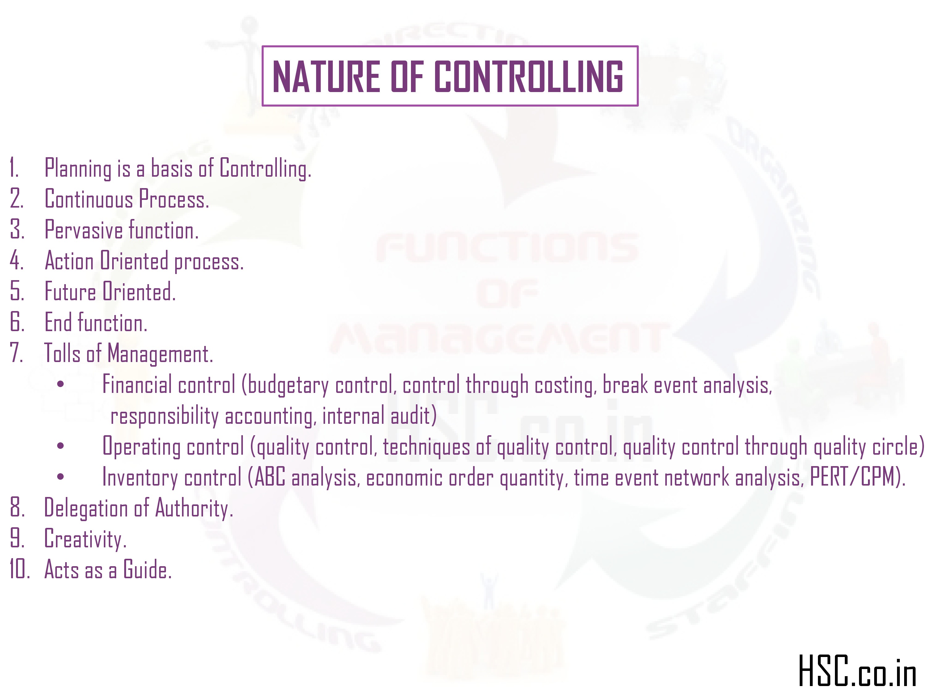 nature of controlling 