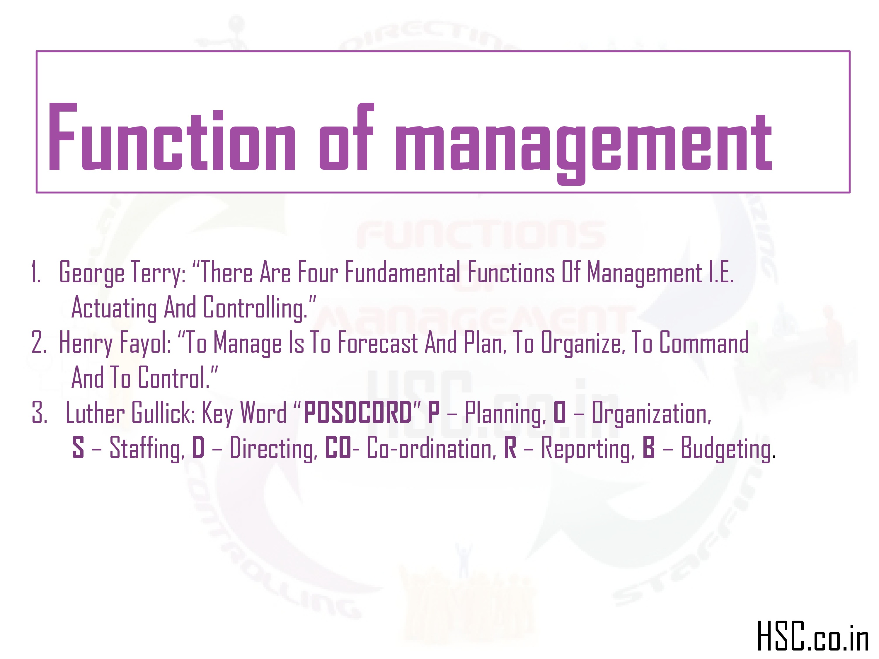 function of management