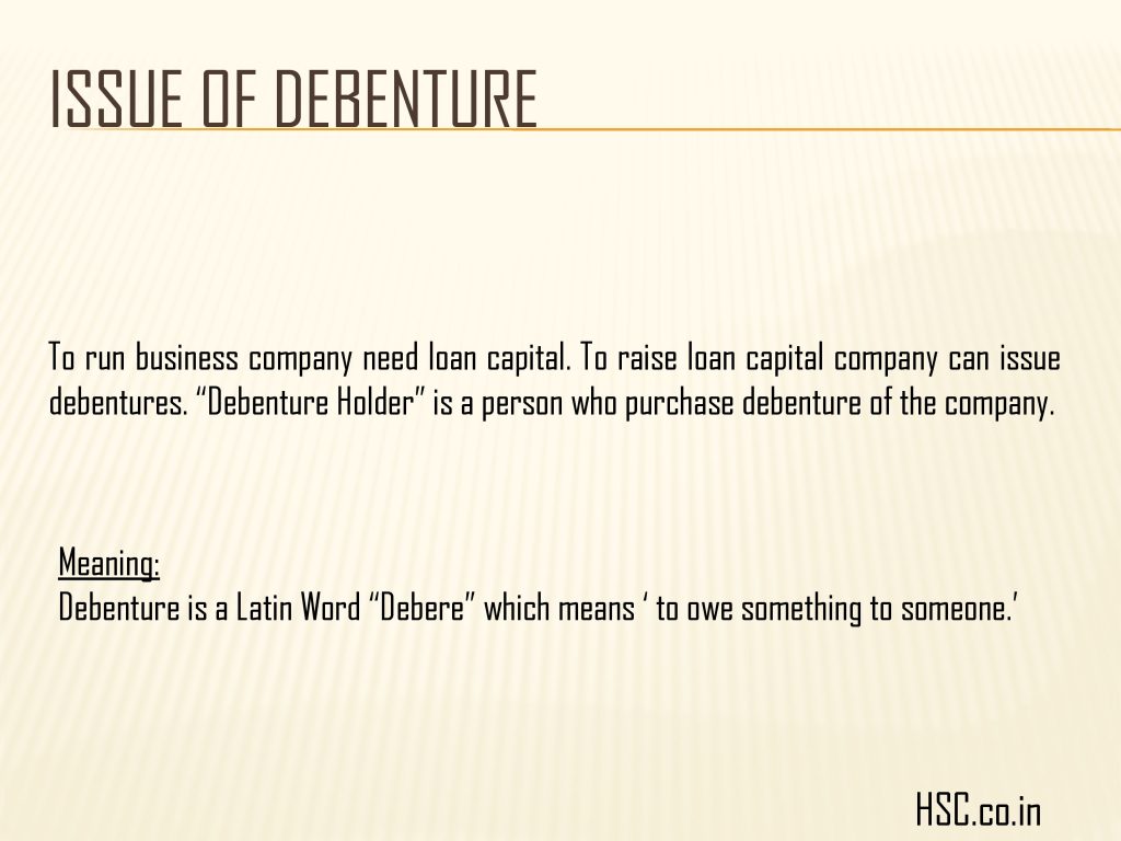 issue of debenture